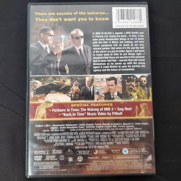 Men in Black 3 (2012 Film) Sci-fi/Action [DVD] - Picture 3 of 3